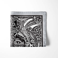 MAYAN PATTERN SILK POCKET SQUARE