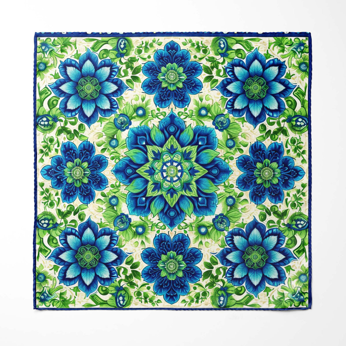 ELEGANT ABSTRACT FLORAL SILK SCARF WITH LAPEL PIN AND POCKET SQUARE