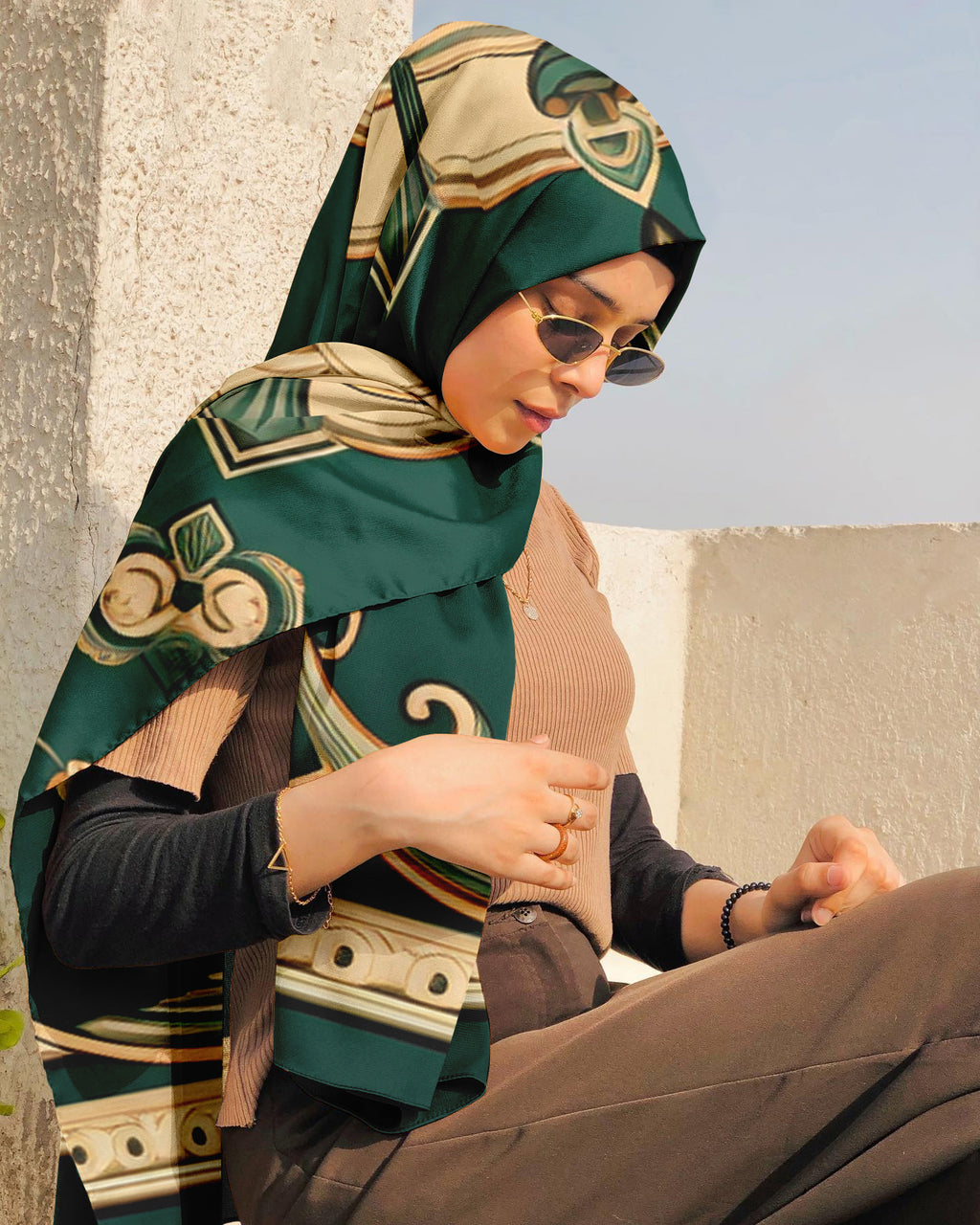 BAROQUE MOTIF SILK WOMEN HIJAB – PREMIUM COLLECTION