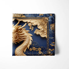 GOLD DRAGON SILK POCKET SQUARE