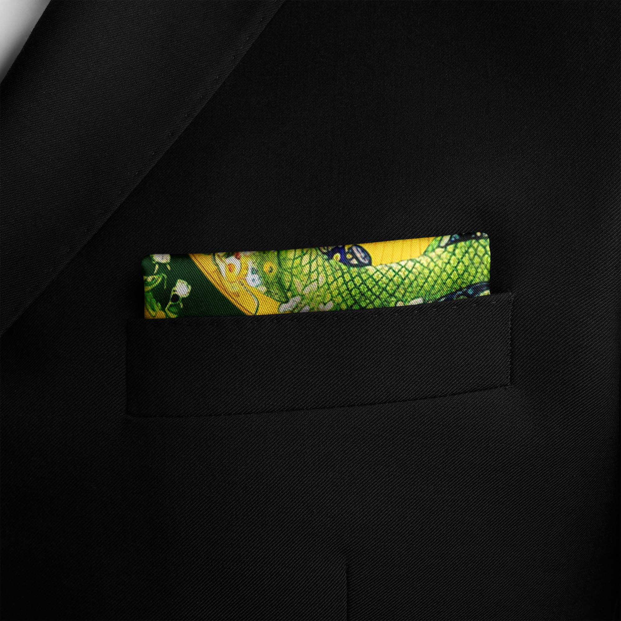 CHINESE DRAGON SILK POCKET SQUARE