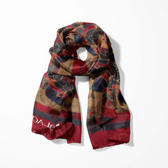 DONNA POBUK SILK SCARF WITH LAPEL PIN AND POCKET SQUARE