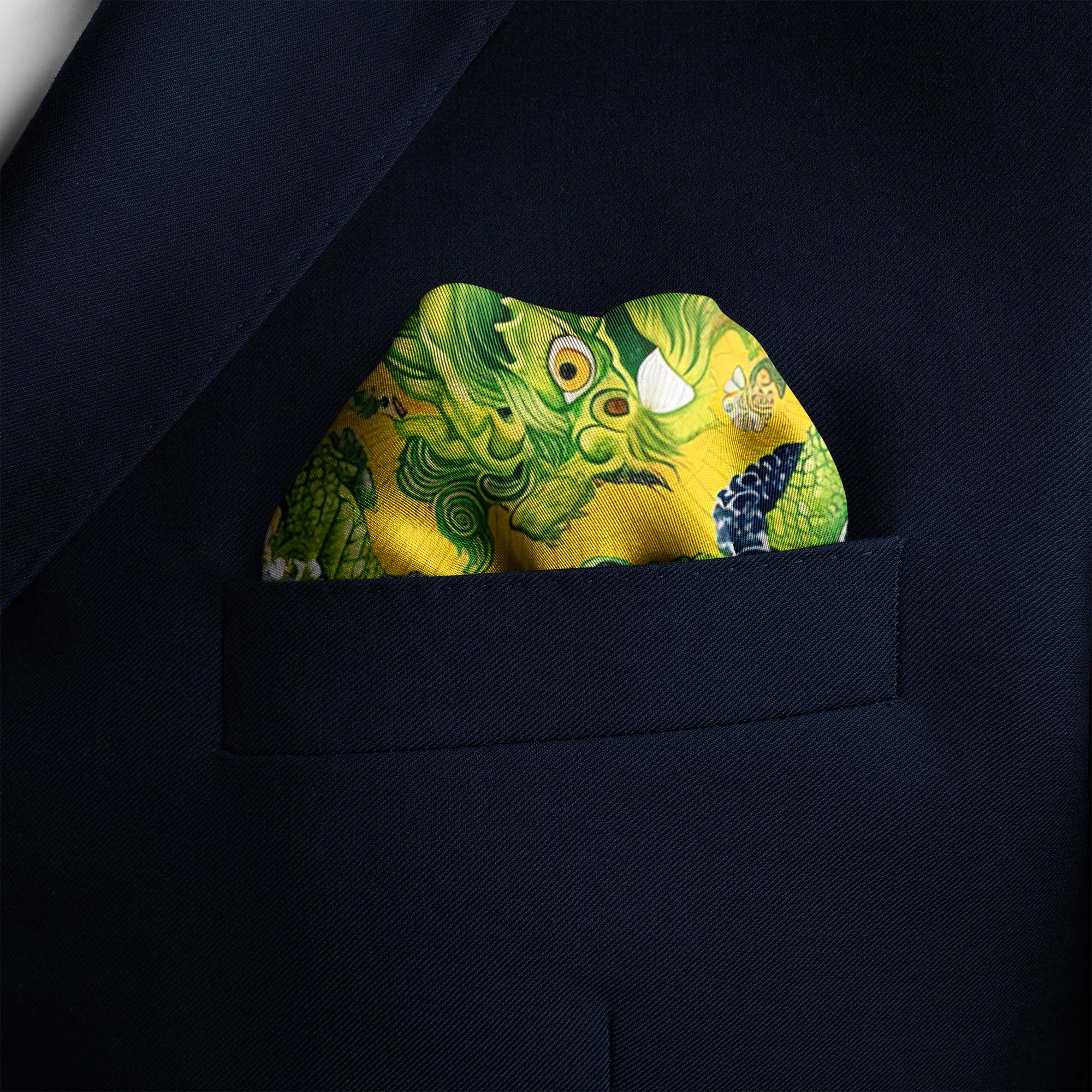 CHINESE DRAGON SILK POCKET SQUARE