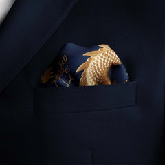 GOLD DRAGON SILK POCKET SQUARE