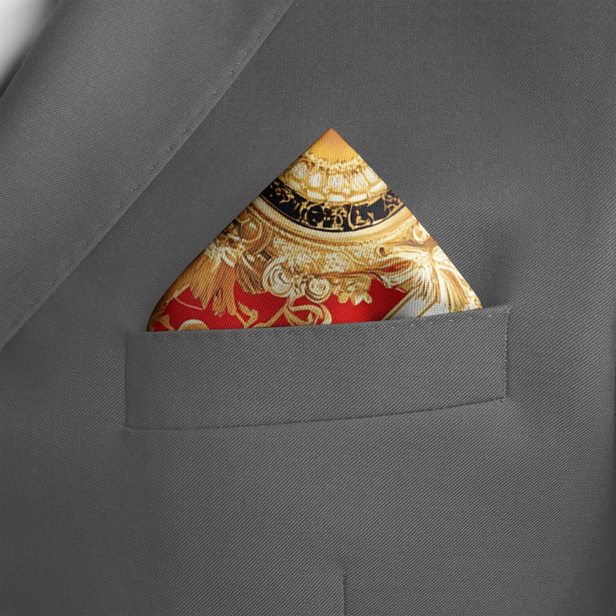 BAROQUE CHAIN SILK POCKET SQUARE