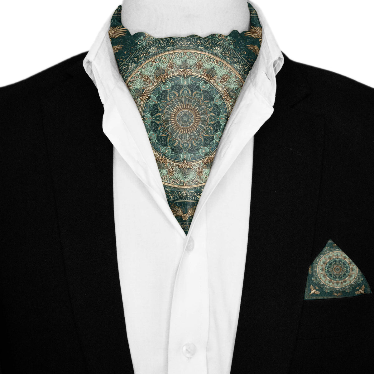 AZUREA SILK ASCOT AND POCKET SQUARE SET – PREMIUM COLLECTION