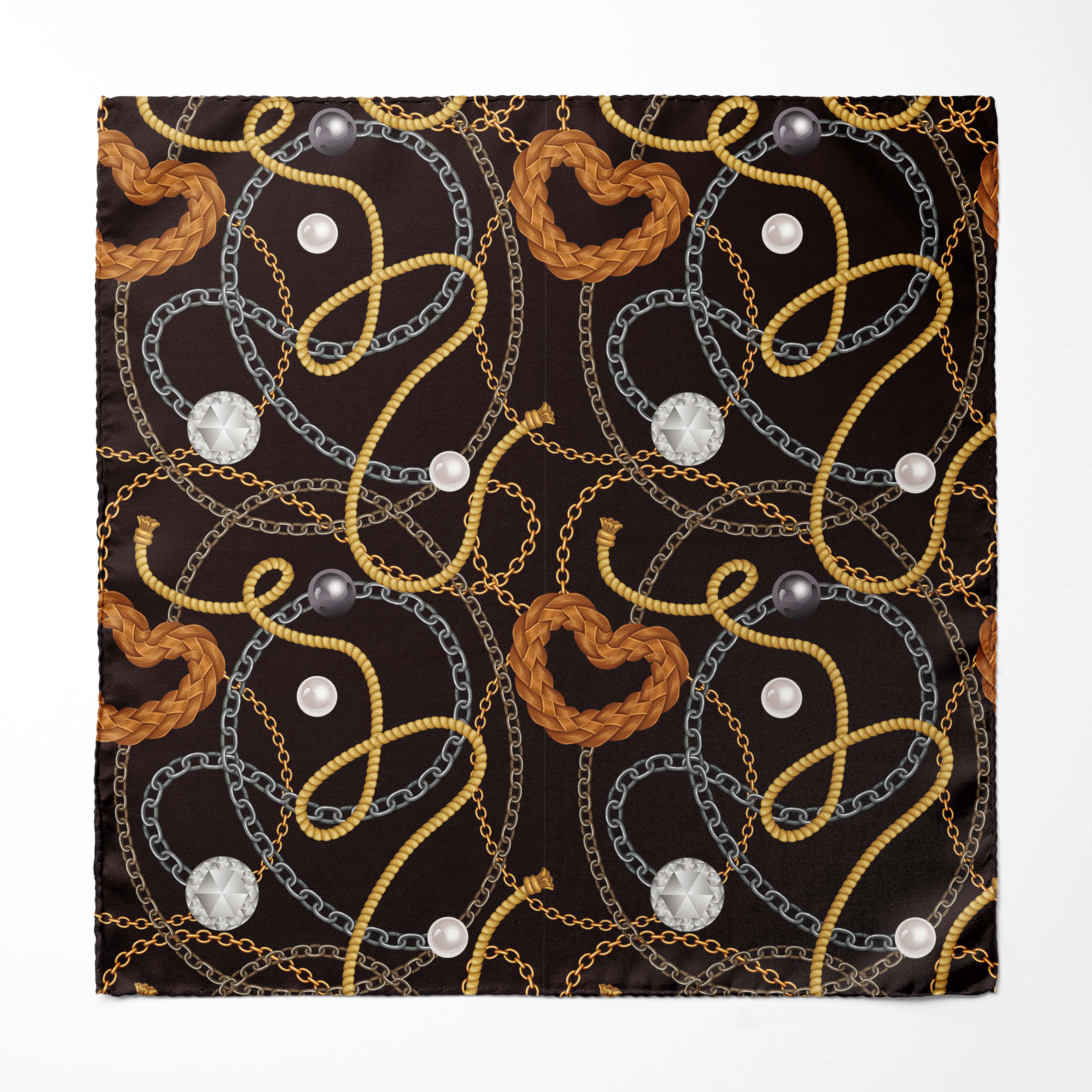 SEAMLESS CHAIN SILK ASCOT AND POCKET SQUARE SET – PREMIUM COLLECTION