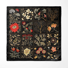 ORGANIC DARK FLORAL MEN SCARF AND POCKET SQUARE SET – PREMIUM COLLECTION