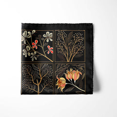 ORGANIC DARK FLORAL SILK POCKET SQUARE