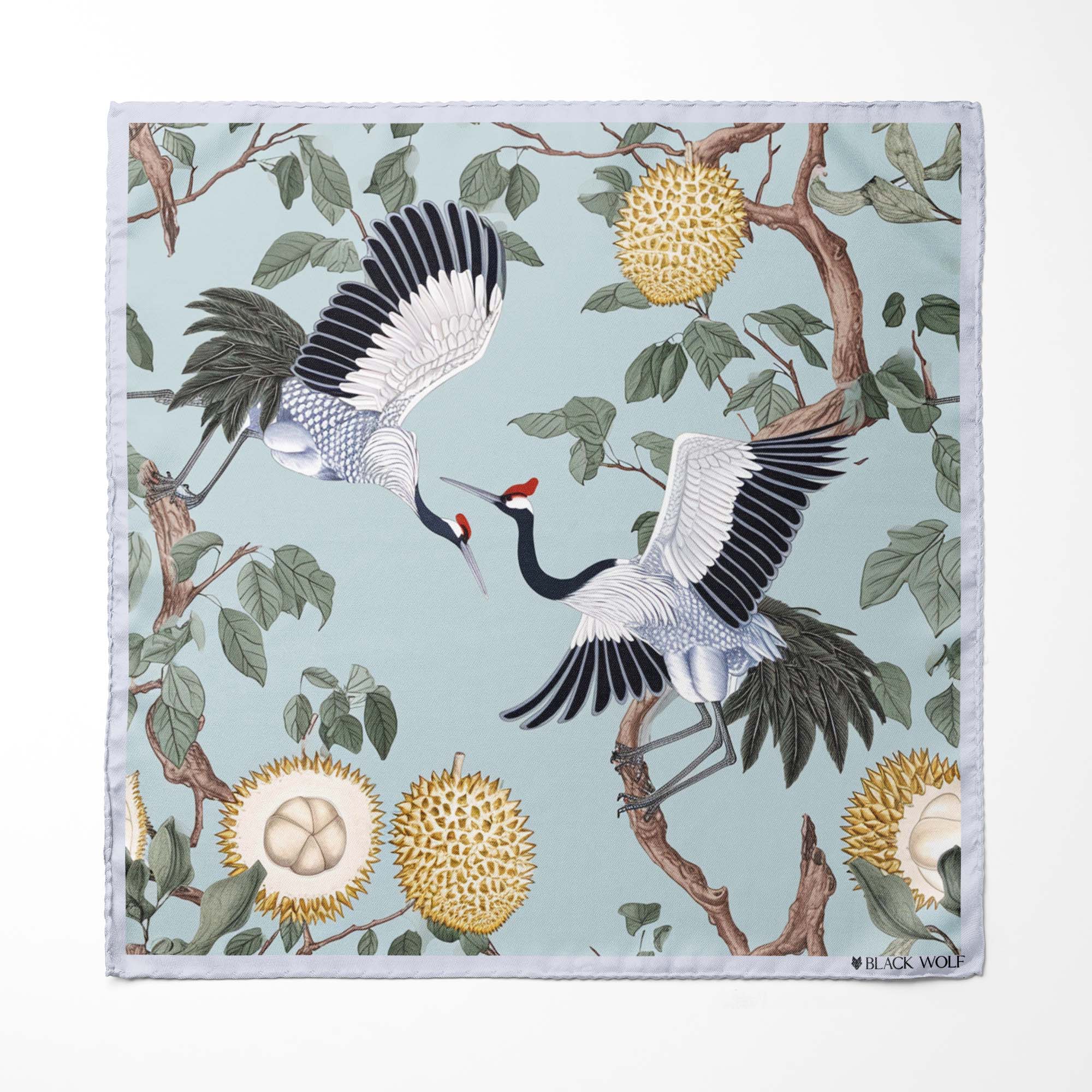 DANCING CRENIES SILK ASCOT AND POCKET SQUARE SET – PREMIUM COLLECTION