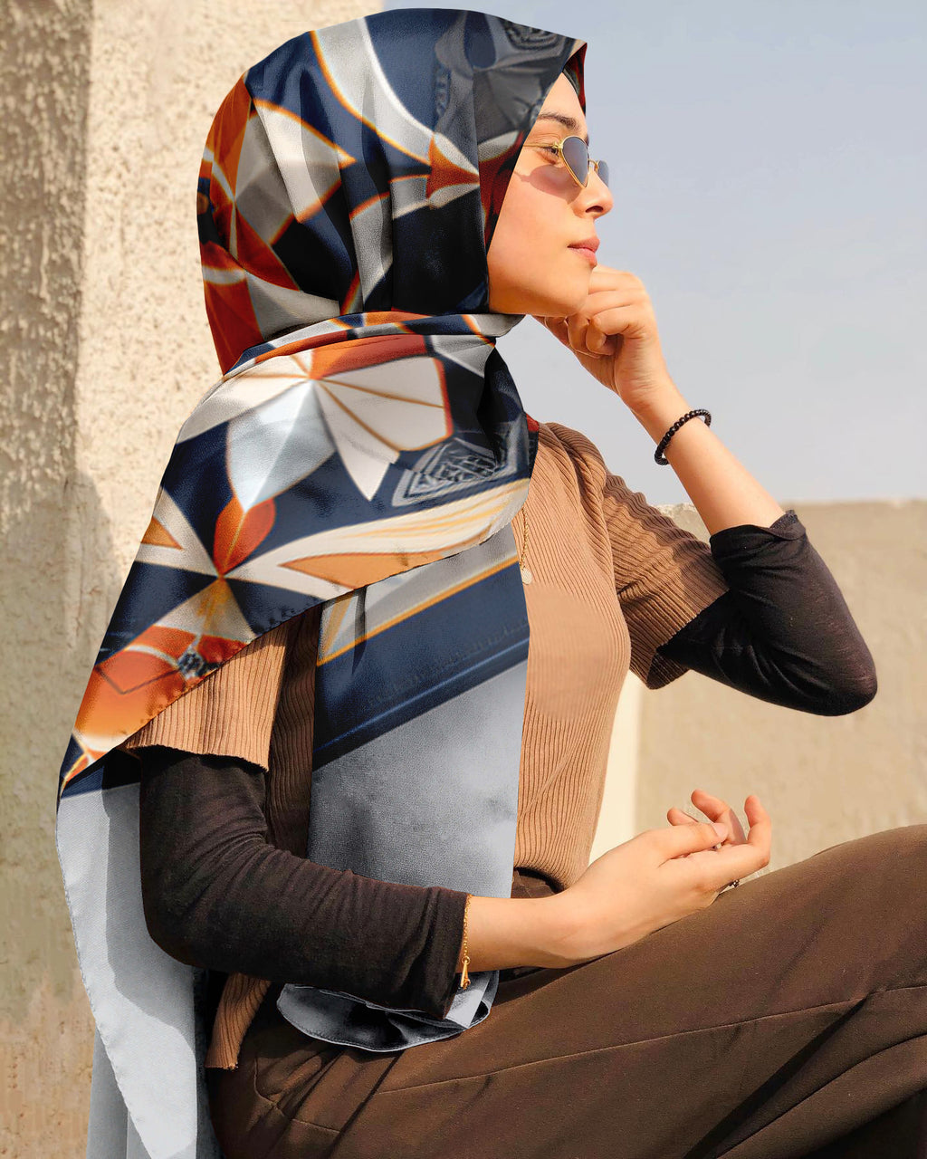 BATIK GEOMETRIC SILK WOMEN HIJAB – PREMIUM COLLECTION
