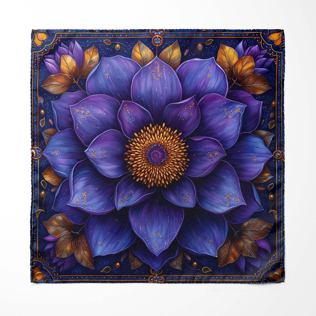 BLUE EXOTIC SILK ASCOT WITH LAPEL PIN AND POCKET SQUARE