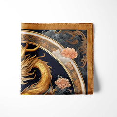 GORGEOUS CHINESE DRAGON SILK POCKET SQUARE