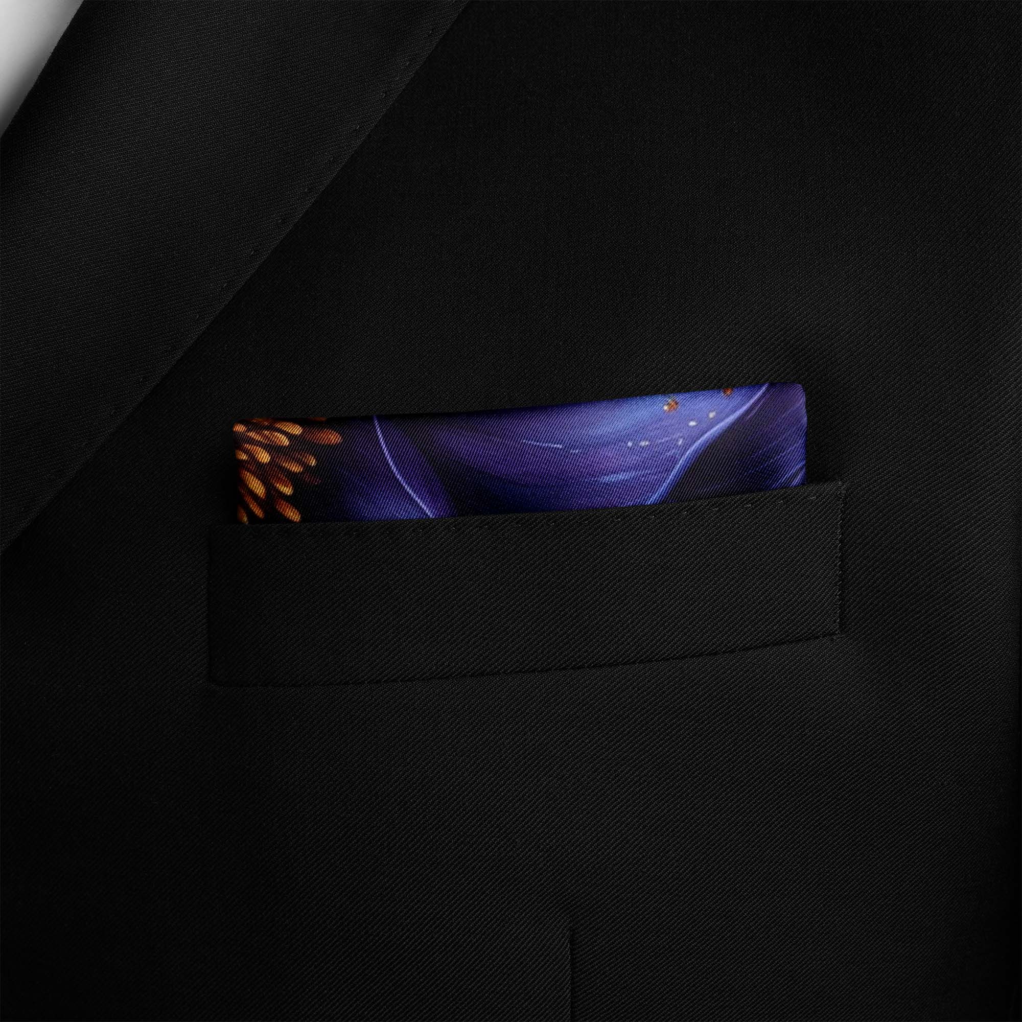 BLUE EXOTIC SILK POCKET SQUARE