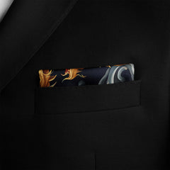 GORGEOUS CHINESE DRAGON SILK POCKET SQUARE