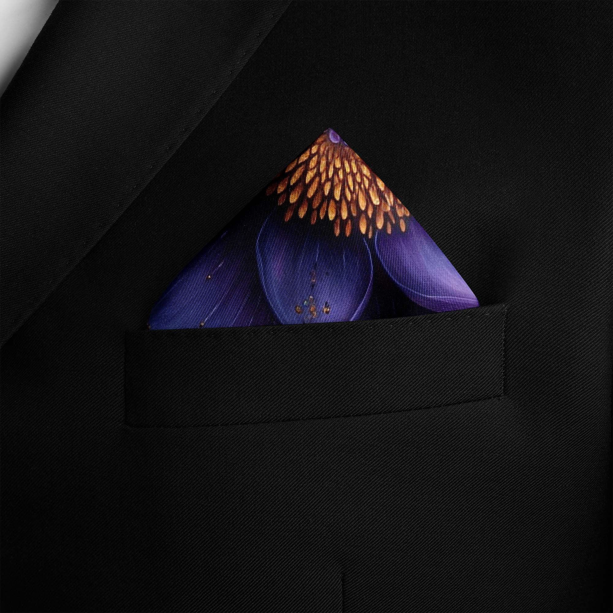 BLUE EXOTIC SILK POCKET SQUARE