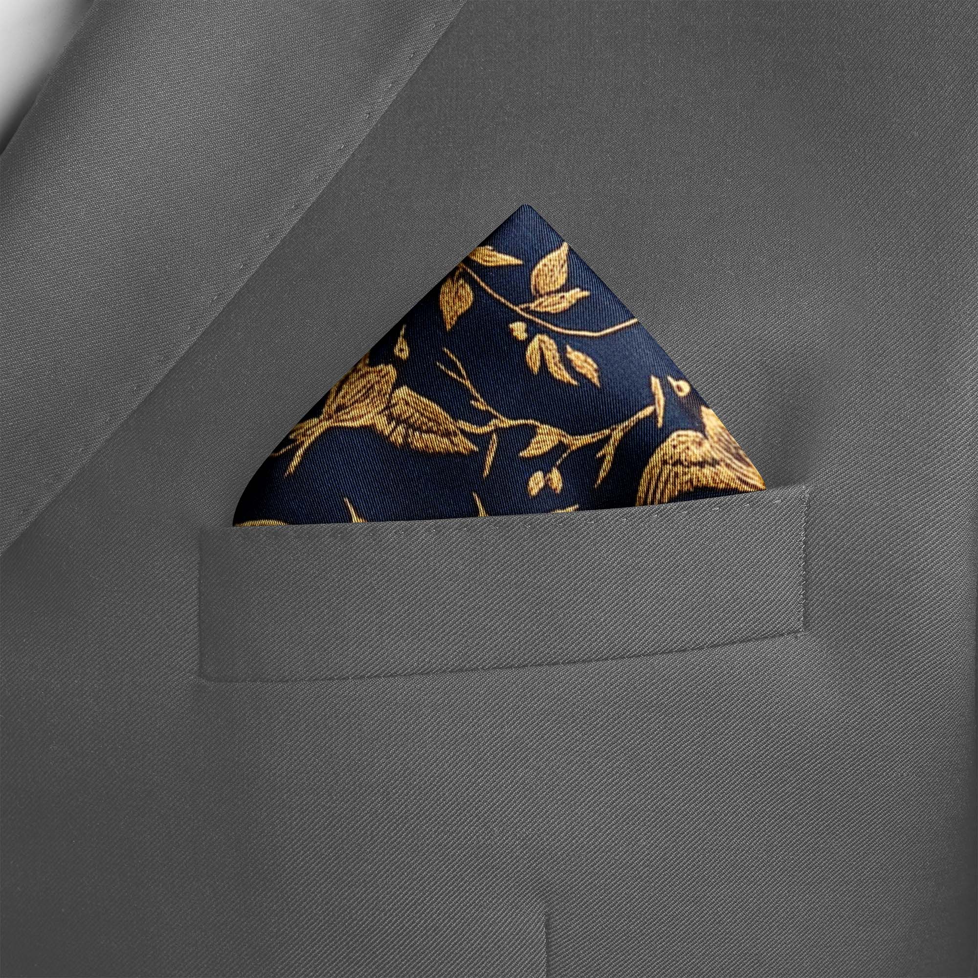 BEAUTIFUL FLYING BIRD SILK POCKET SQUARE