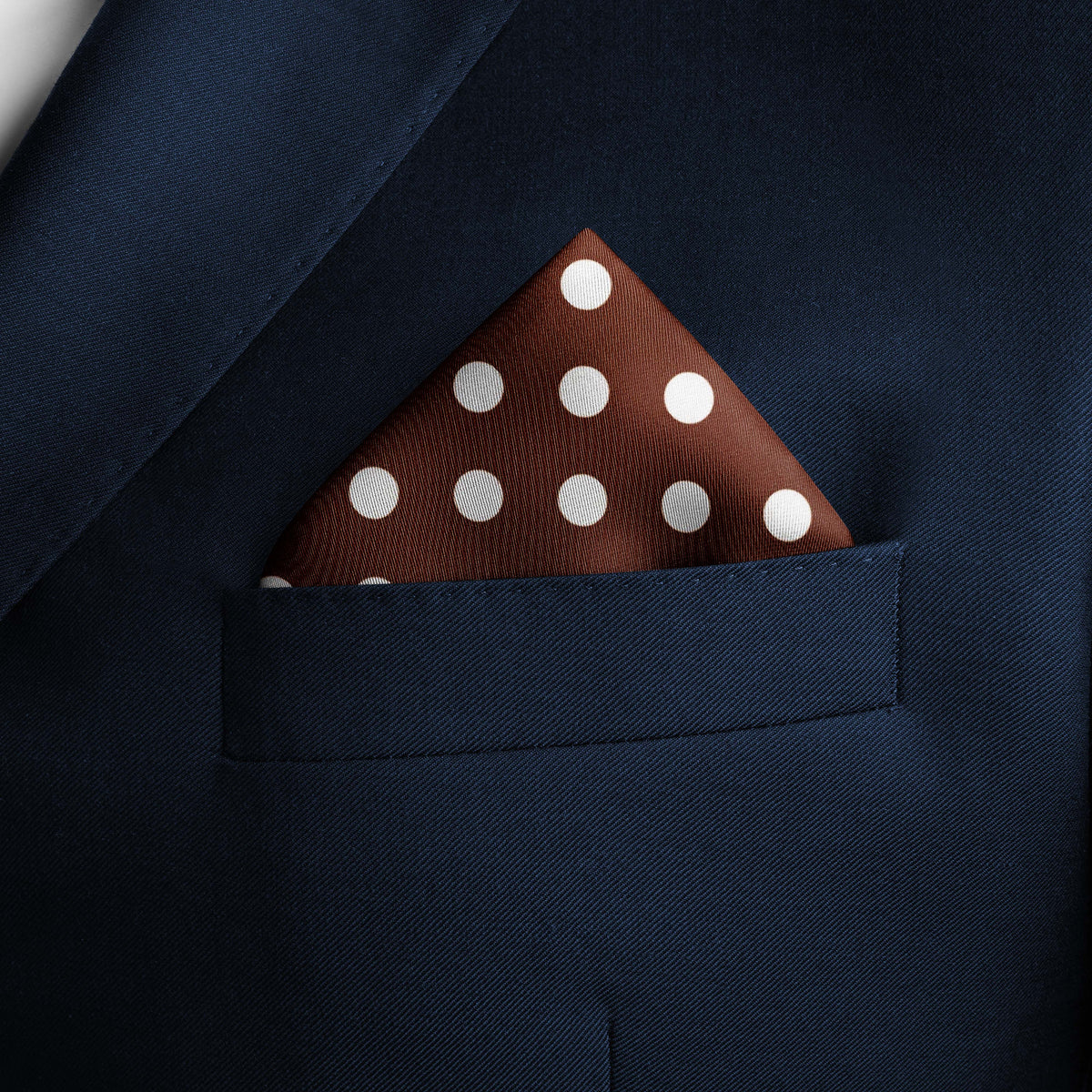 COFFEE BROWN POLKA DOTS SILK POCKET SQUARE