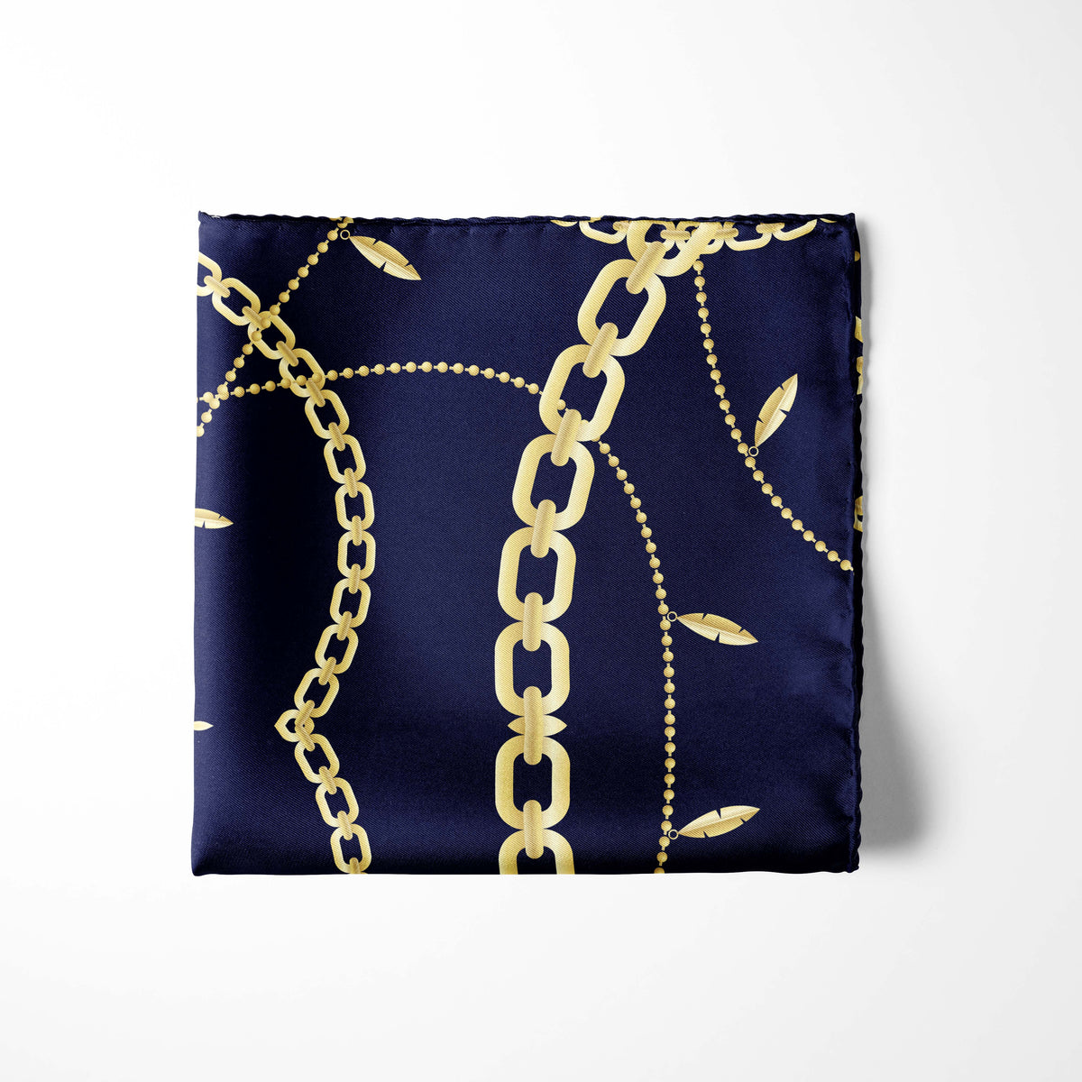 GOLDEN CHAIN LOOP SILK POCKET SQUARE