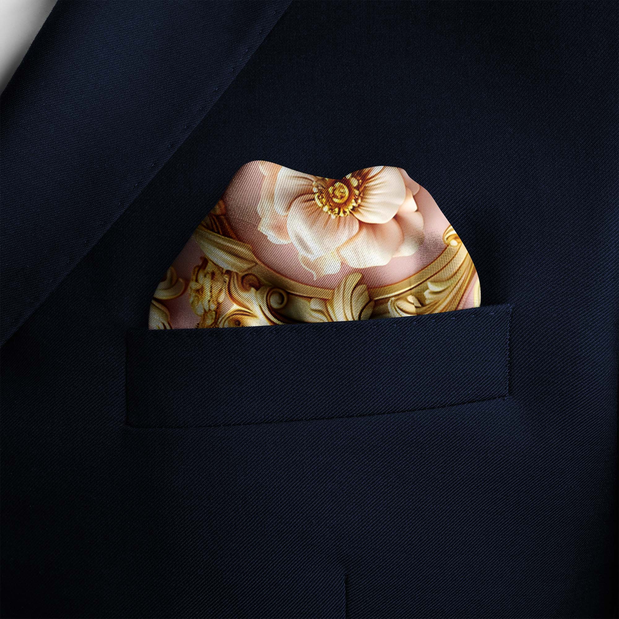 ORNATE PATTERN SILK POCKET SQUARE