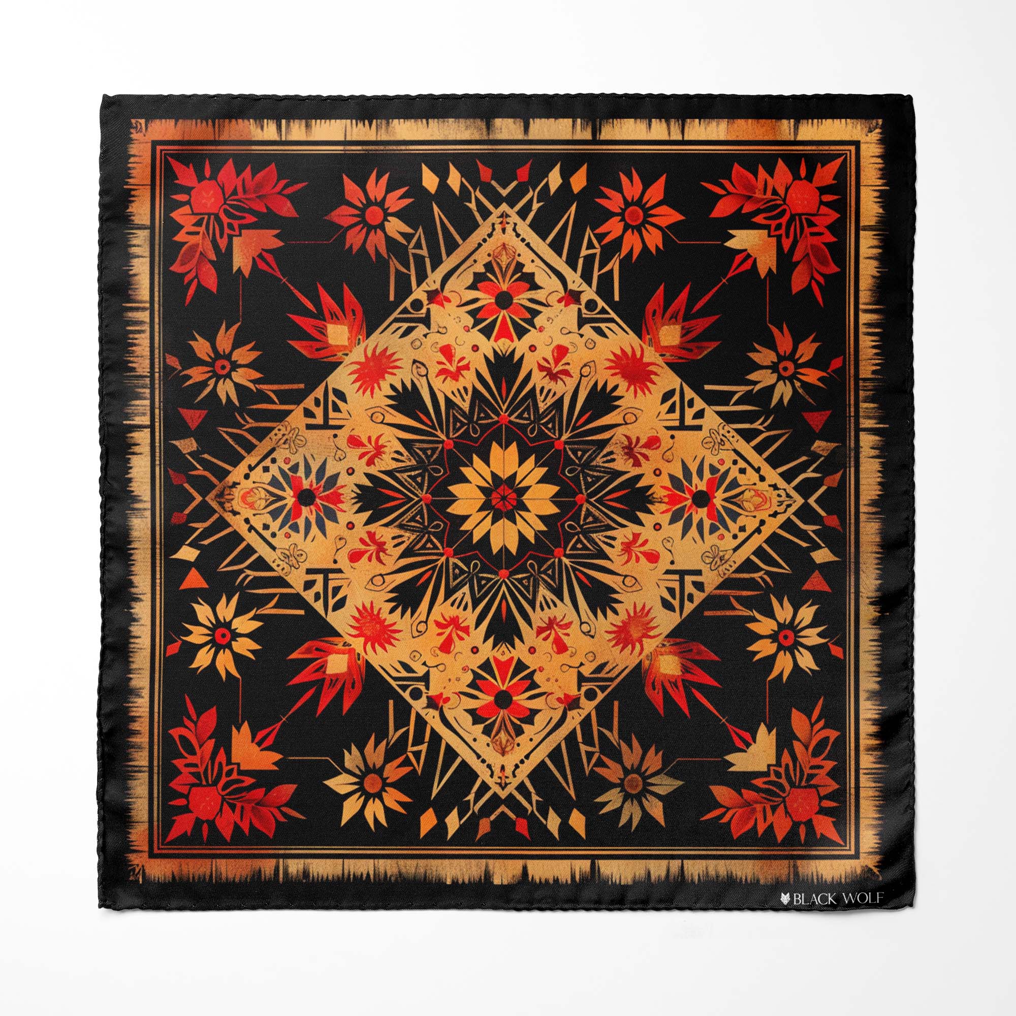 FLORAL ETHNIC ORIENTAL MEN SCARF AND POCKET SQUARE SET – PREMIUM COLLECTION