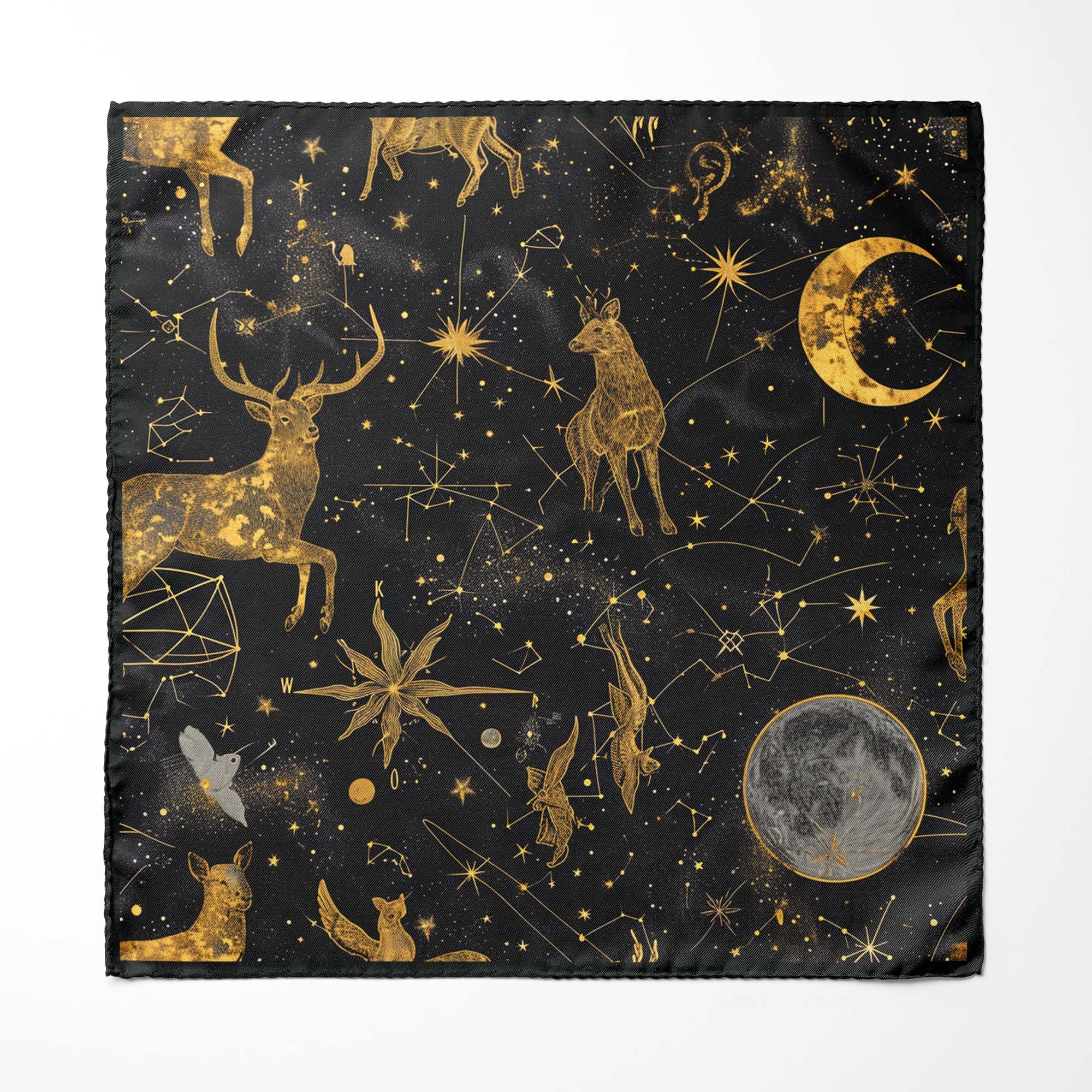 DEER SUN SILK ASCOT WITH LAPEL PIN AND POCKET SQUARE