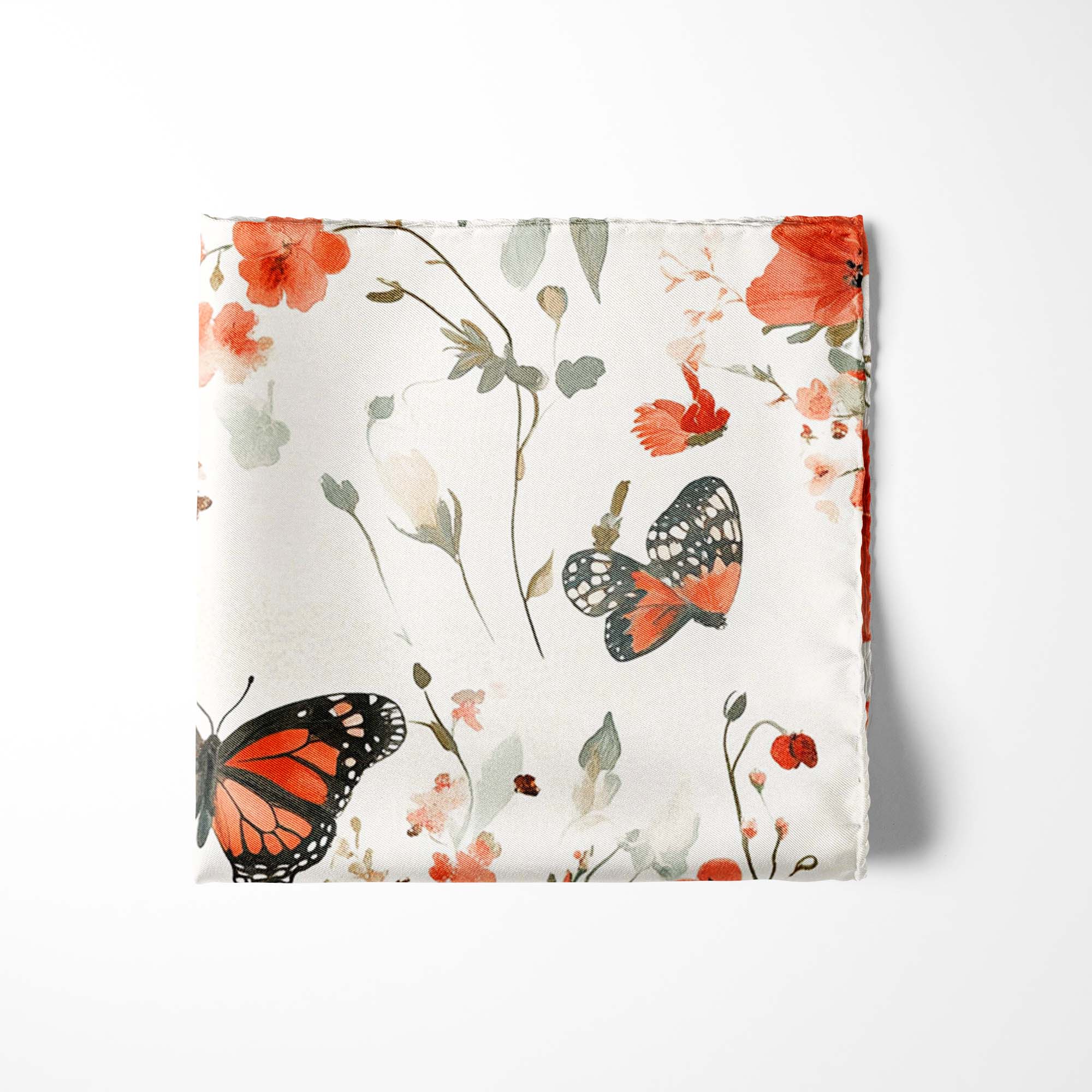 BUTTERFLY ART SILK POCKET SQUARE