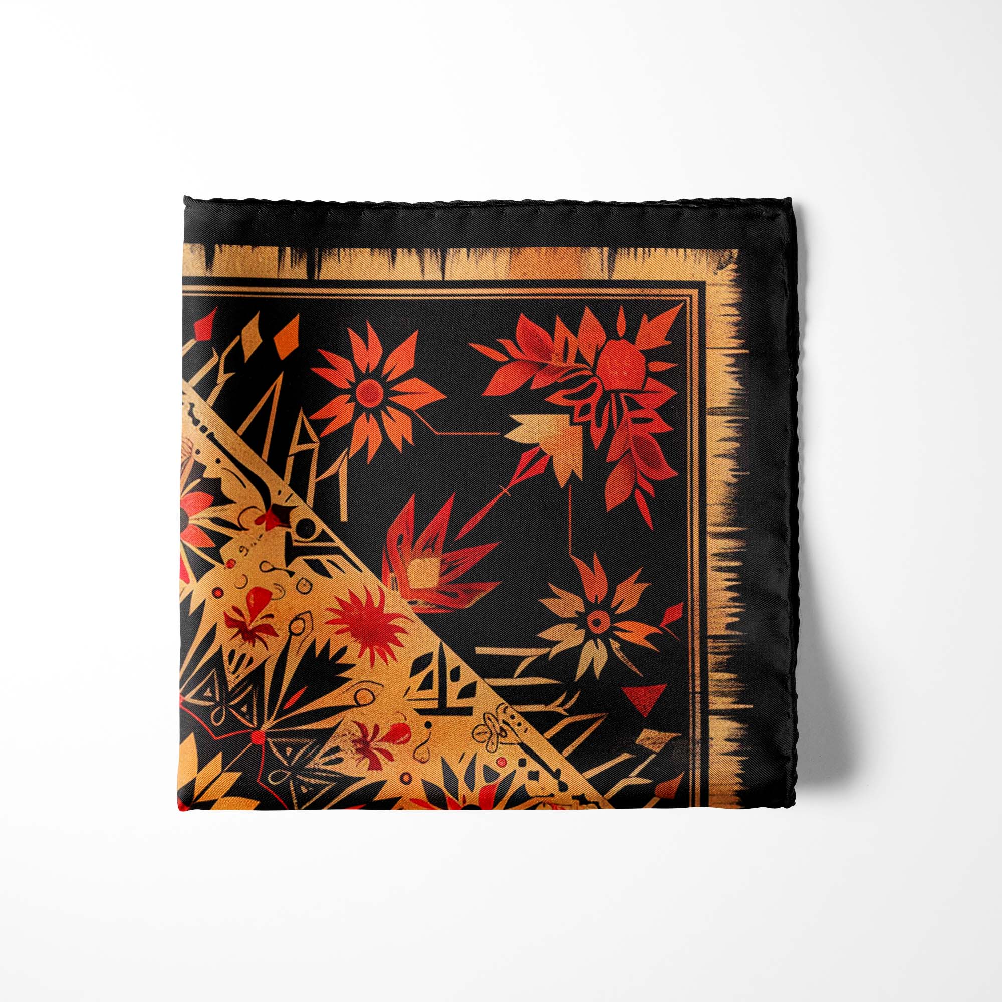 FLORAL ETHNIC ORIENTAL SILK POCKET SQUARE