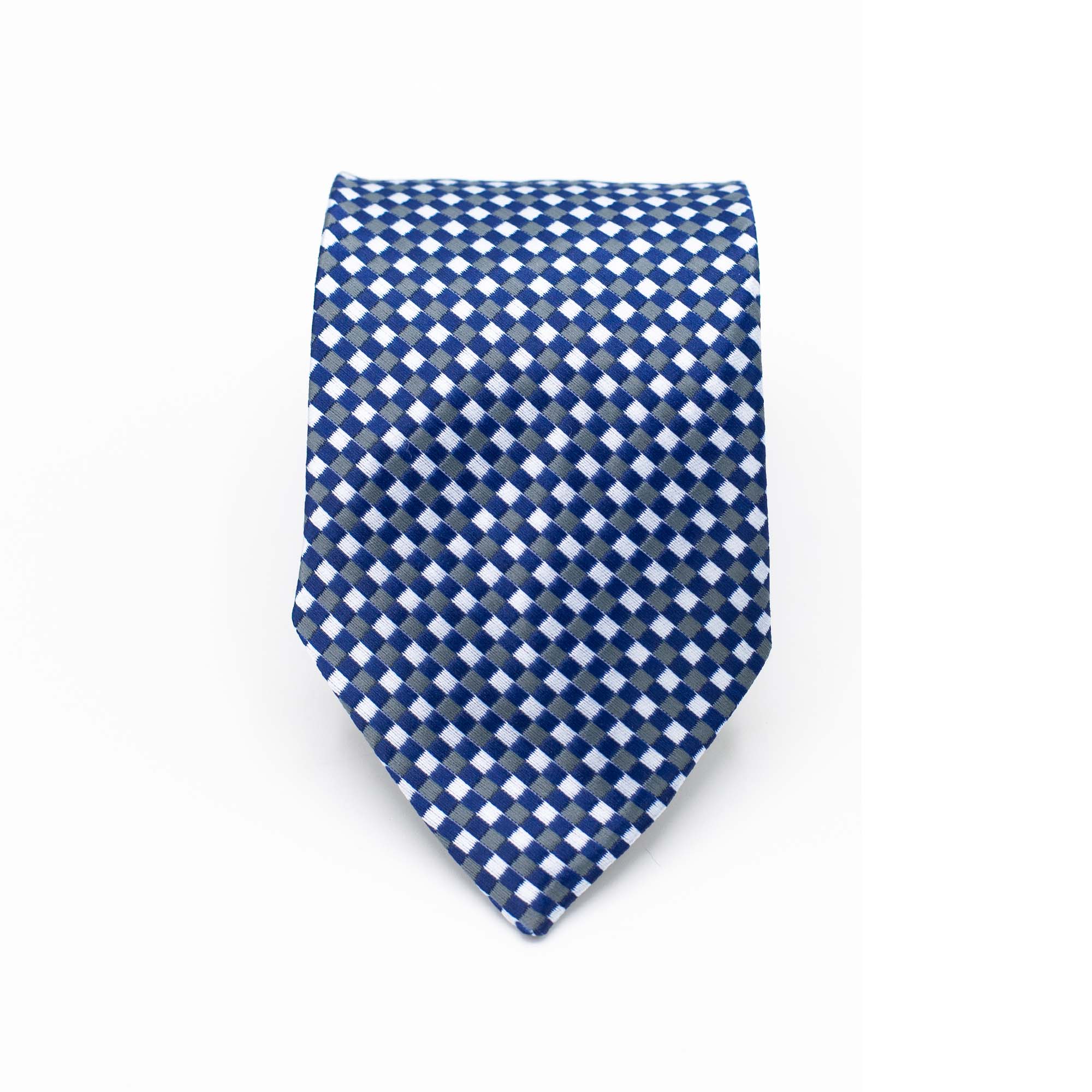 SAPPHIRE GRID TIE AND POCKET SQUARE SET