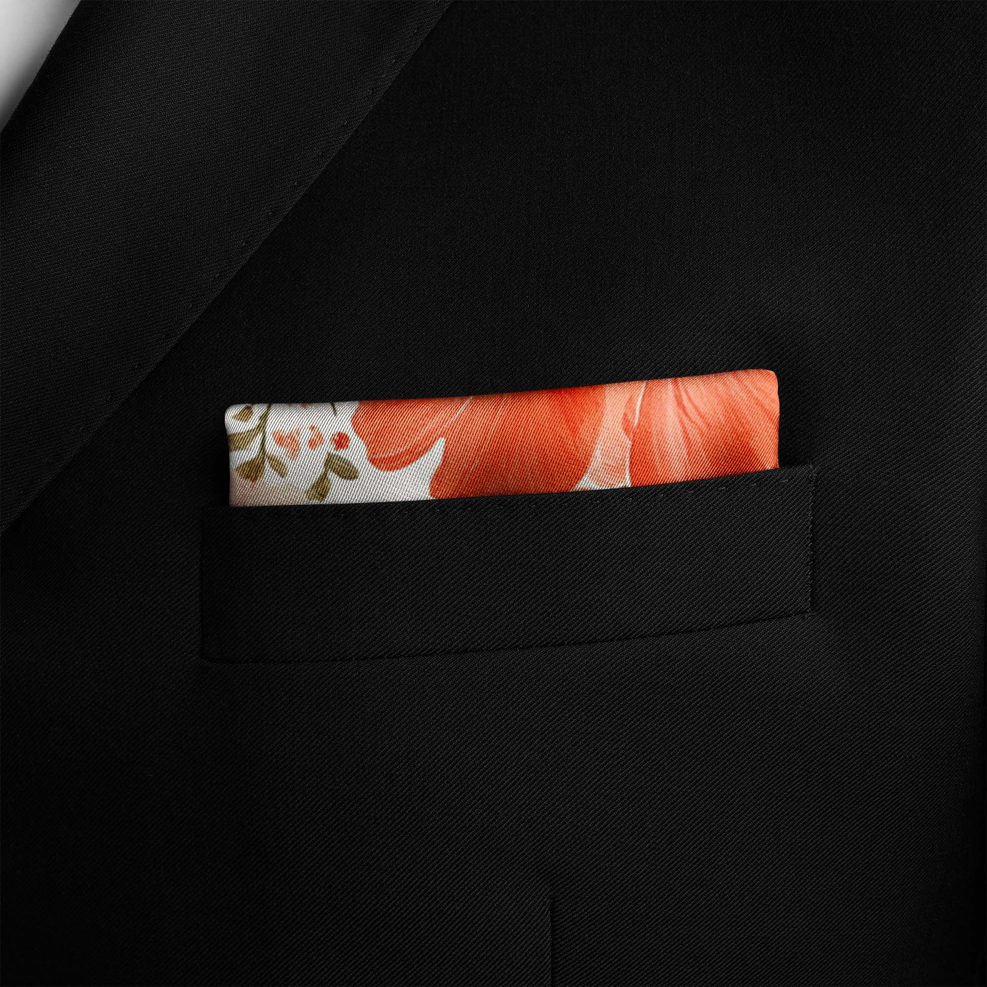 BUTTERFLY ART SILK POCKET SQUARE
