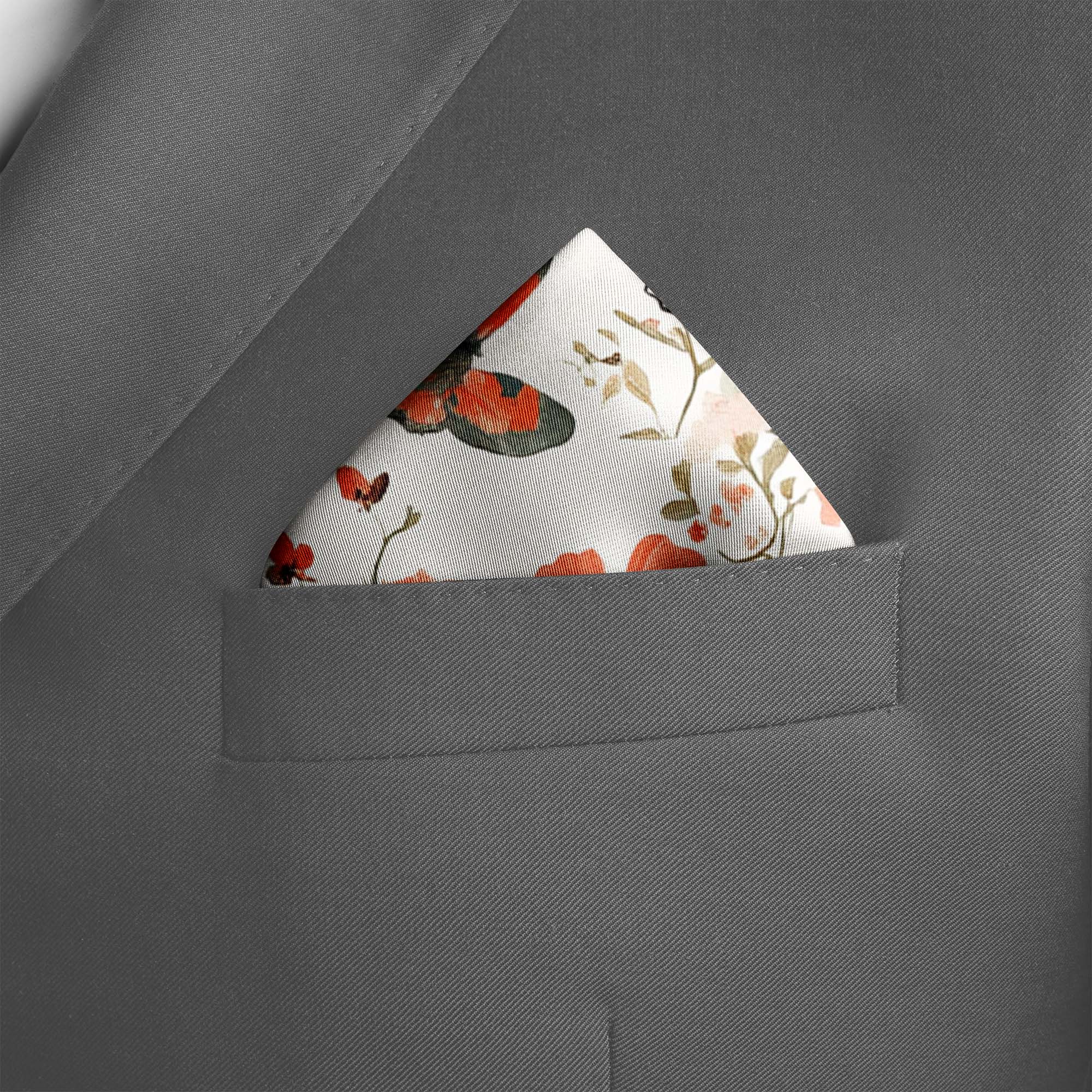 BUTTERFLY ART SILK POCKET SQUARE