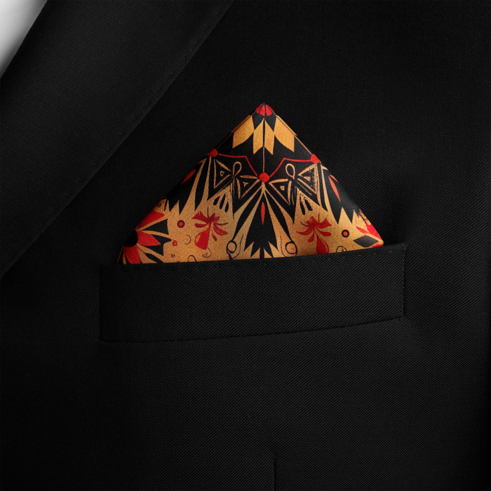 FLORAL ETHNIC ORIENTAL SILK POCKET SQUARE