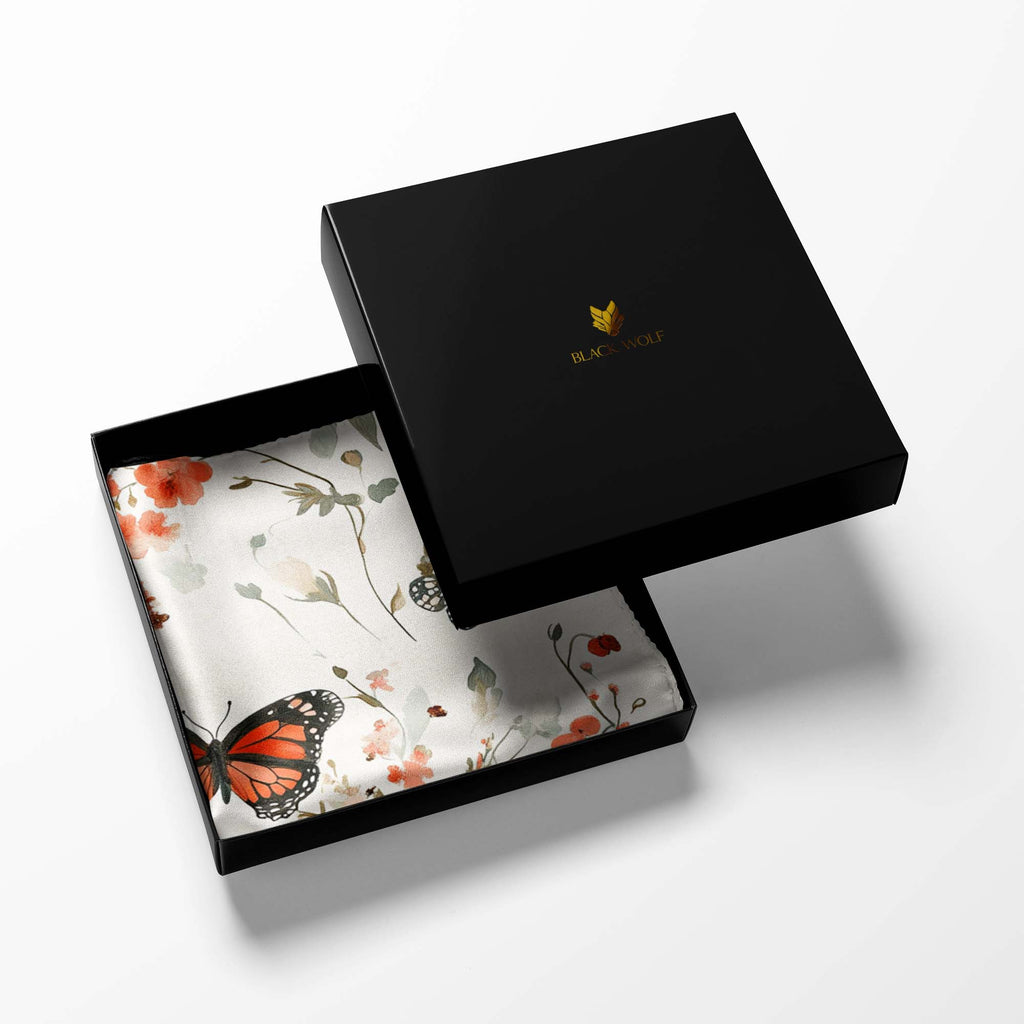 BUTTERFLY ART SILK POCKET SQUARE