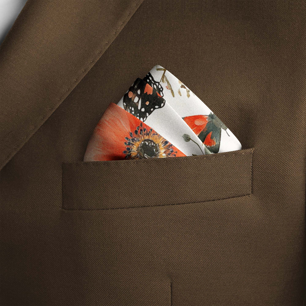 BUTTERFLY ART SILK POCKET SQUARE