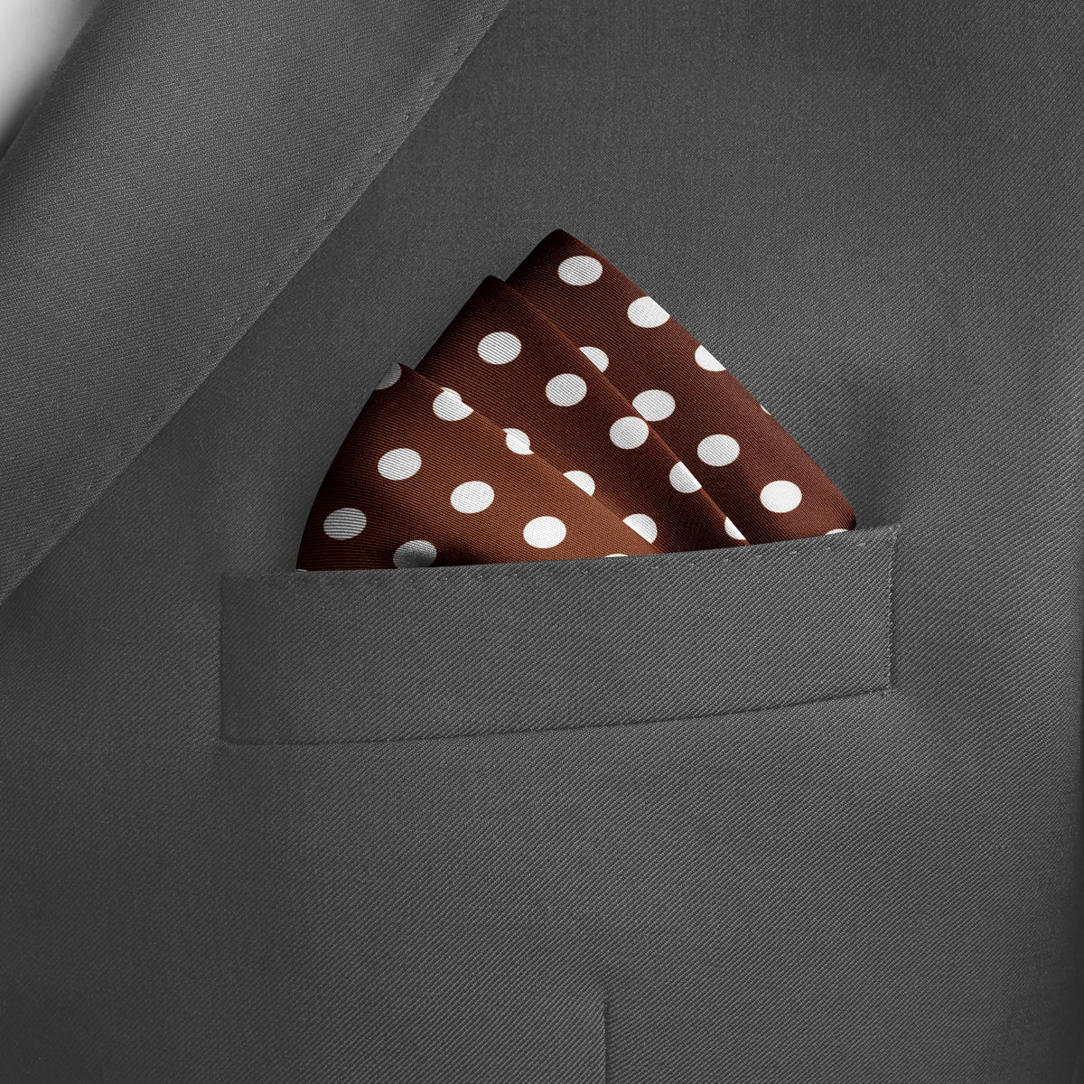 COFFEE BROWN POLKA DOTS SILK POCKET SQUARE
