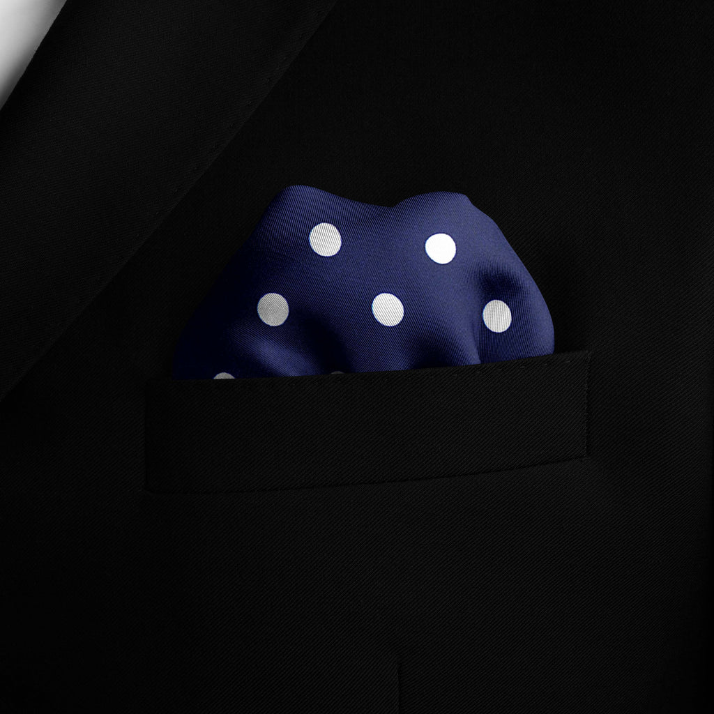 BLUE SMALL POLKA DOTS SILK POCKET SQUARE