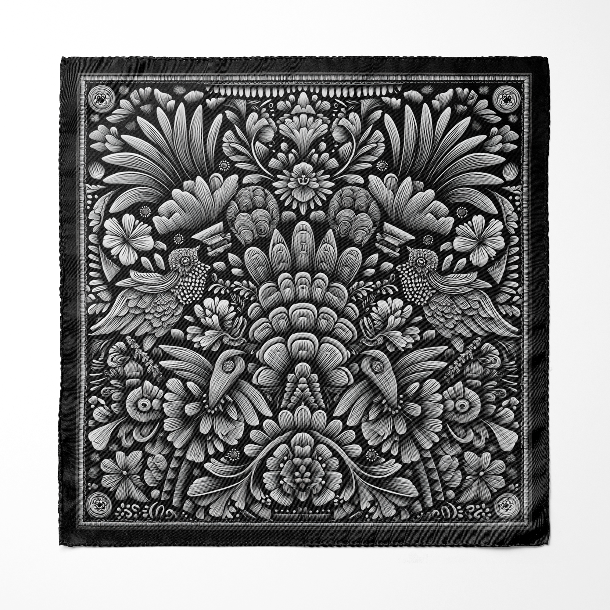 NOIR SILK ASCOT AND POCKET SQUARE SET – PREMIUM COLLECTION