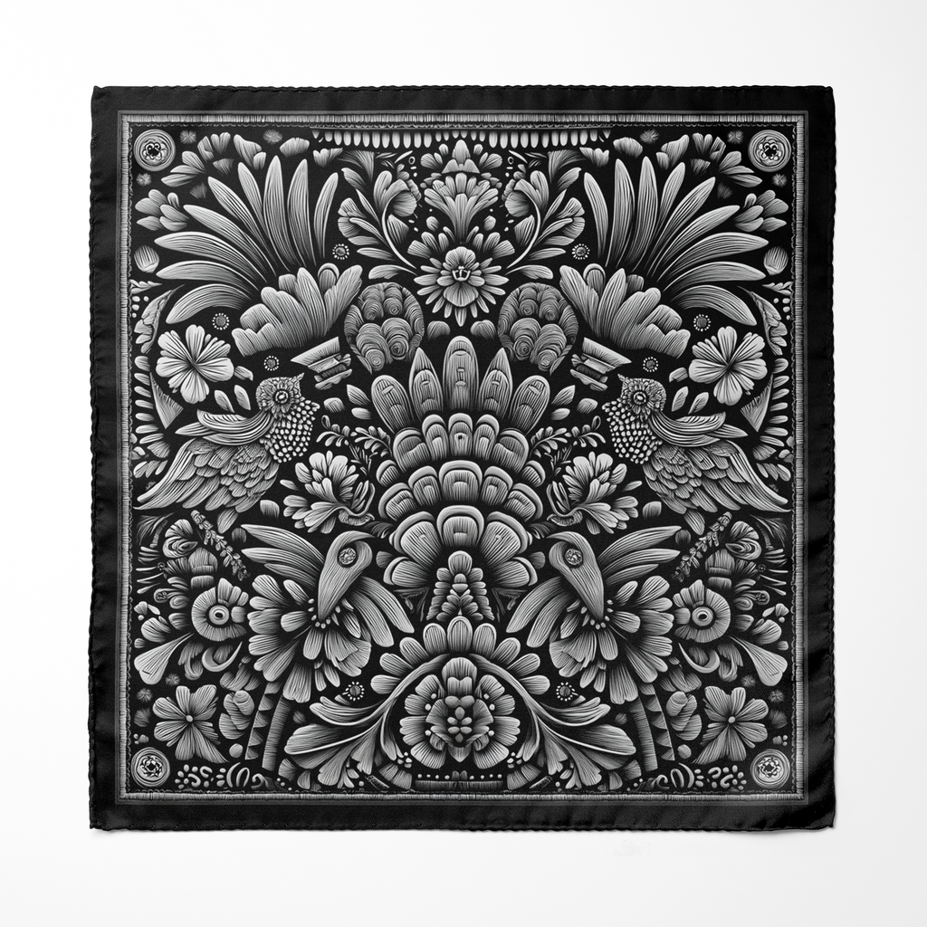 NOIR SILK ASCOT AND POCKET SQUARE SET – PREMIUM COLLECTION