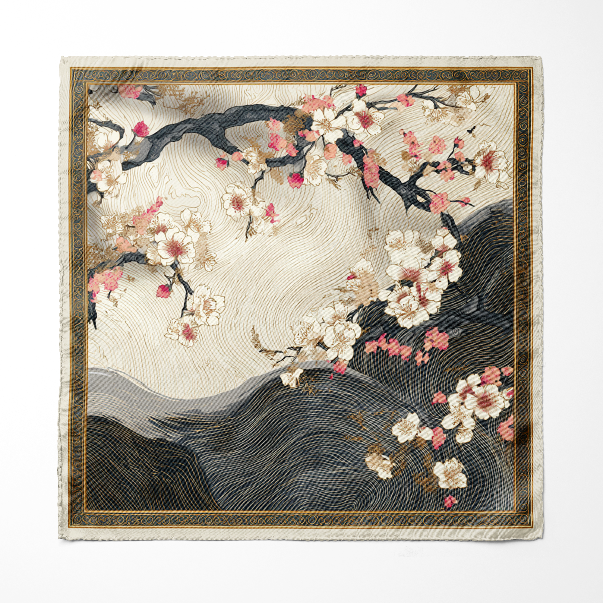 HANAMI SILK ASCOT AND POCKET SQUARE SET – PREMIUM COLLECTION