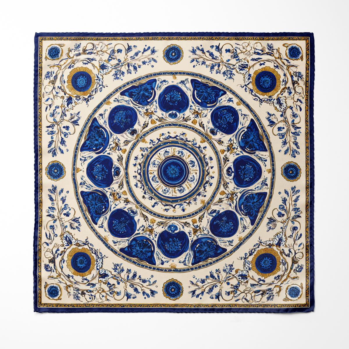 AZURE BLOOM SILK POCKET SQUARE