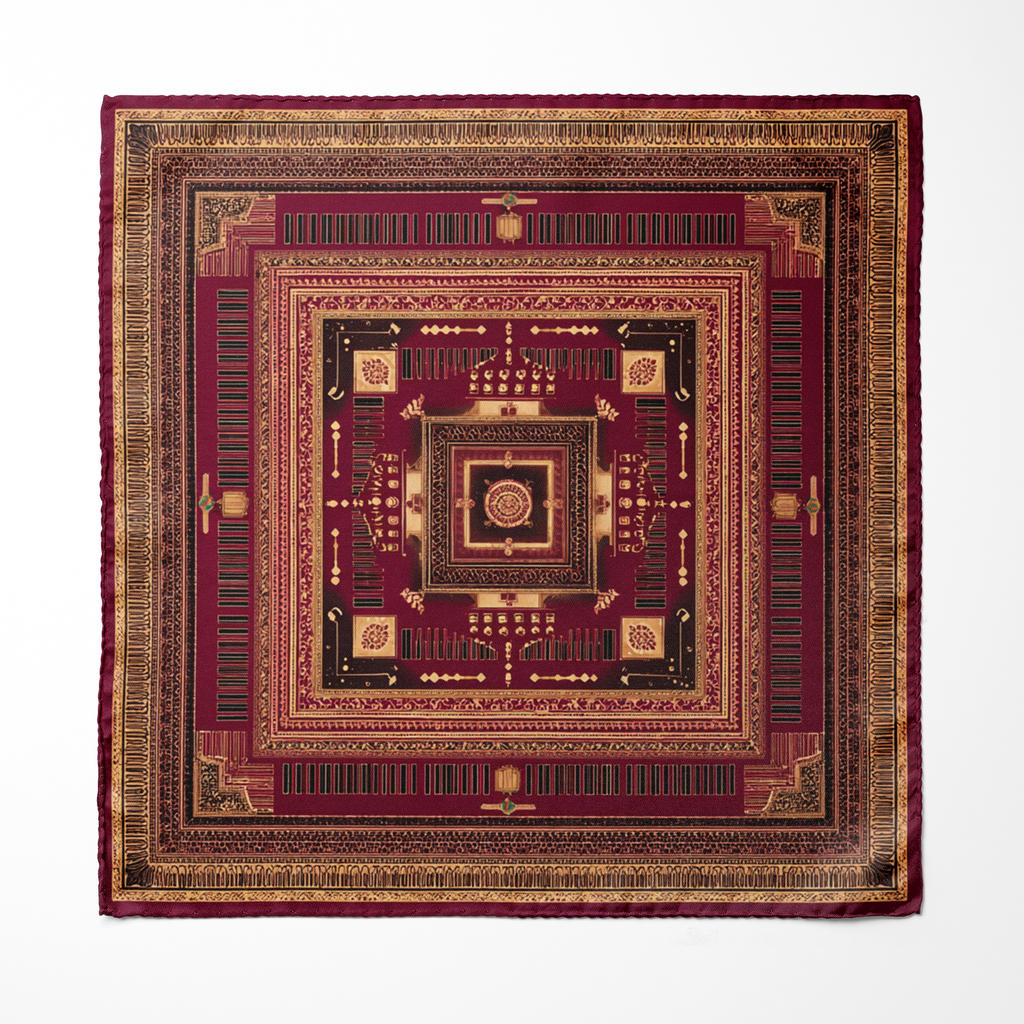 MANDALA FORT SILK ASCOT AND POCKET SQUARE SET – PREMIUM COLLECTION