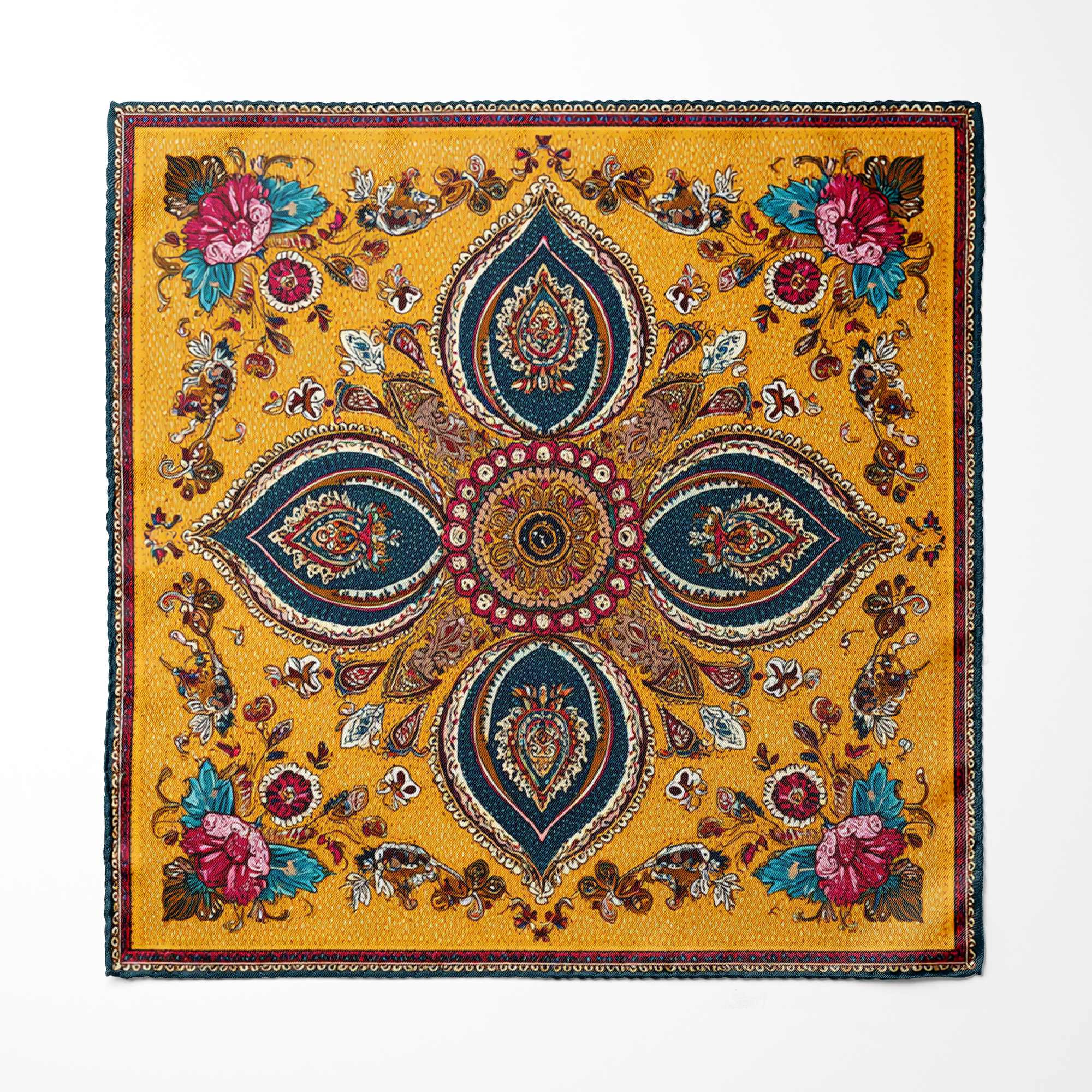 MARIGOLD BLOOM SILK POCKET SQUARE