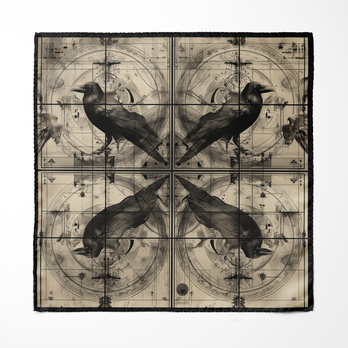 RAVEN SILK POCKET SQUARE