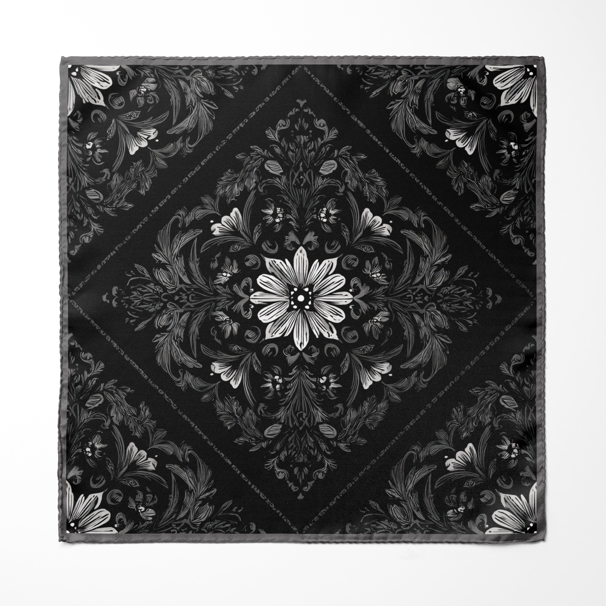 OBSIDIAN SILK ASCOT AND POCKET SQUARE SET – PREMIUM COLLECTION
