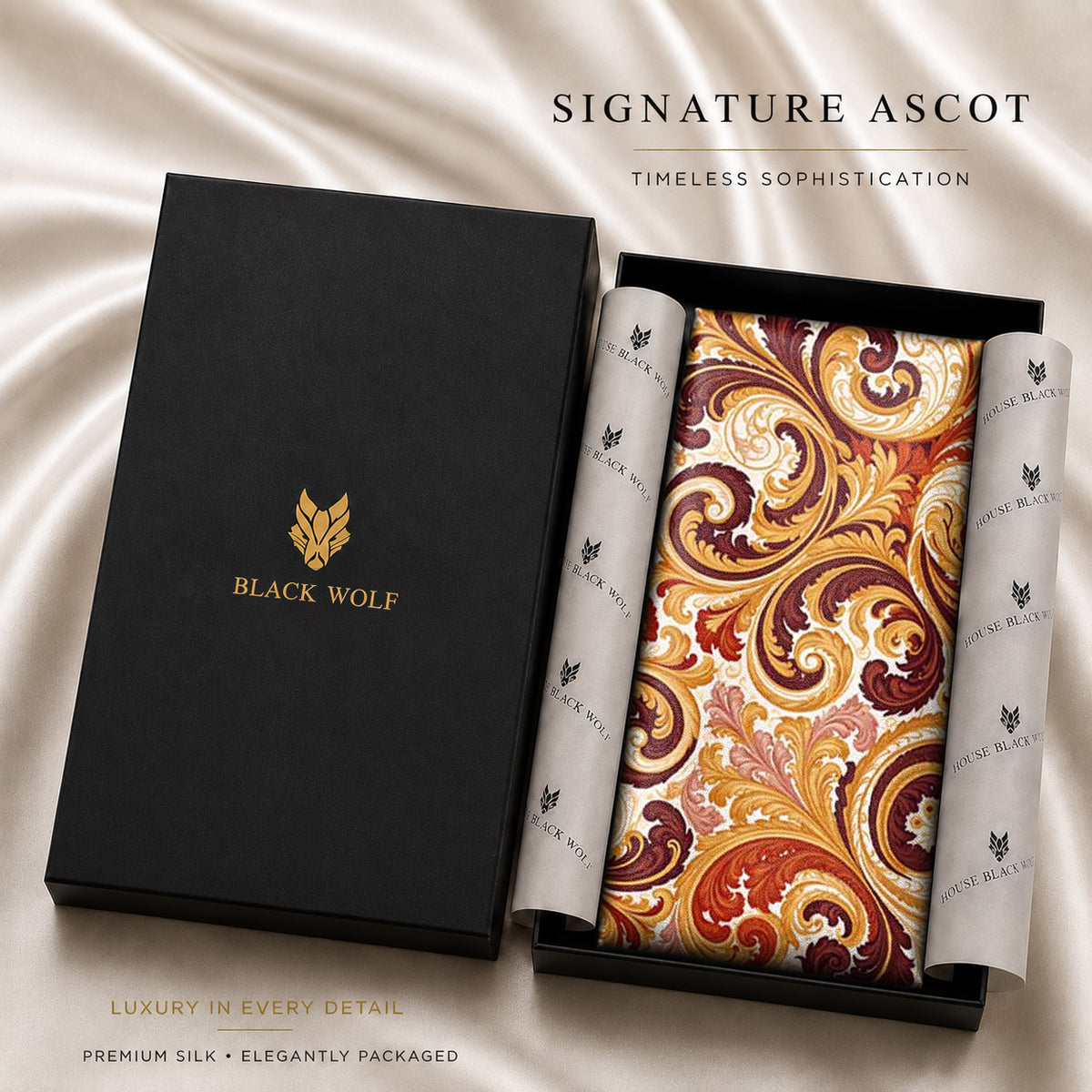 ACANTHUS GLOW SILK ASCOT – PREMIUM COLLECTION