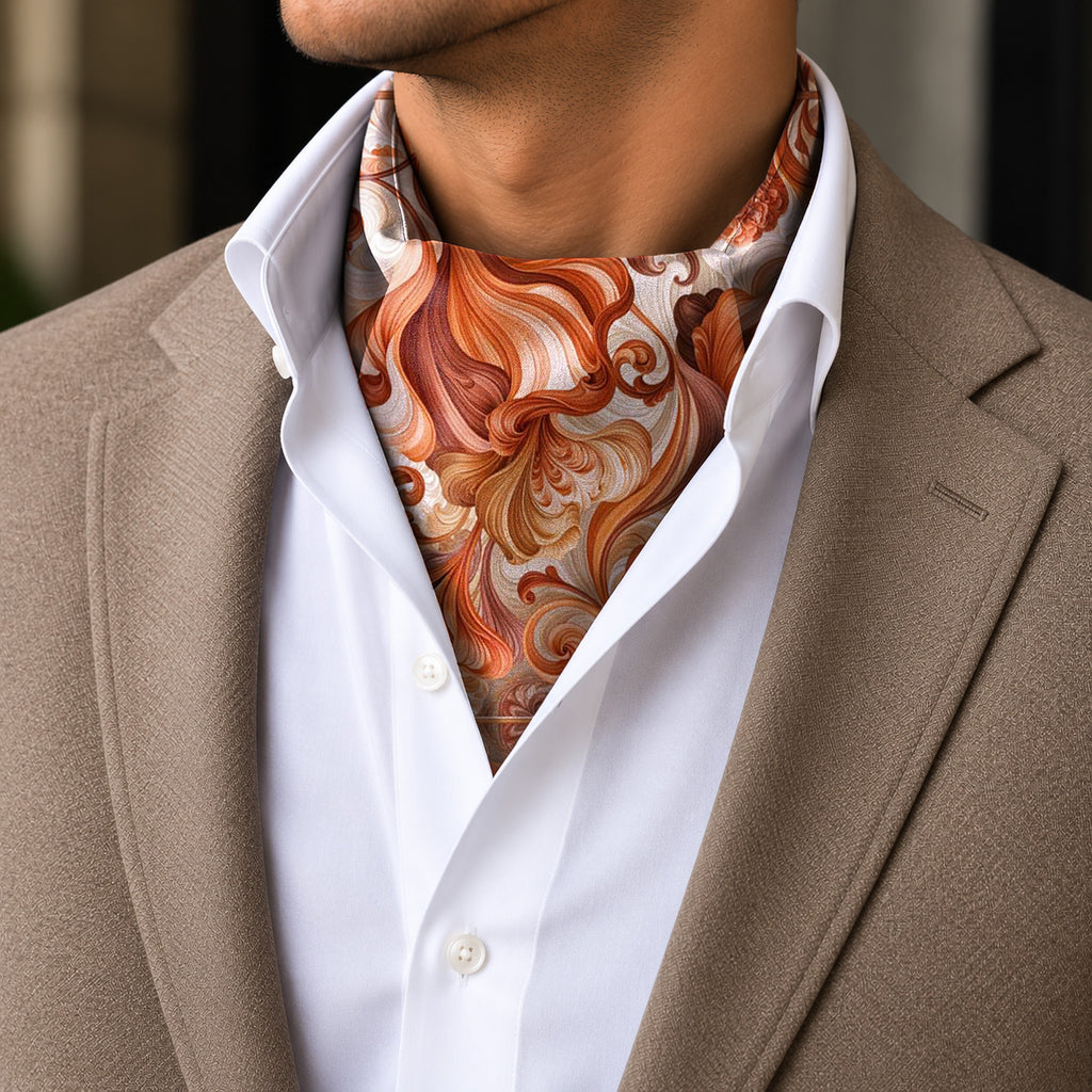 AMBER PETAL SILK ASCOT – PREMIUM COLLECTION