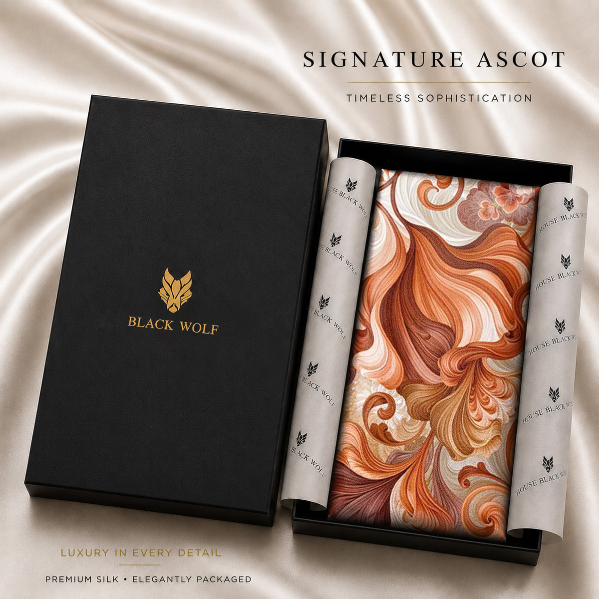 AMBER PETAL SILK ASCOT – PREMIUM COLLECTION
