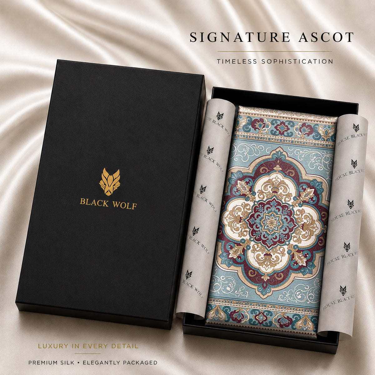 AMETHYST ROYALE SILK ASCOT – PREMIUM COLLECTION