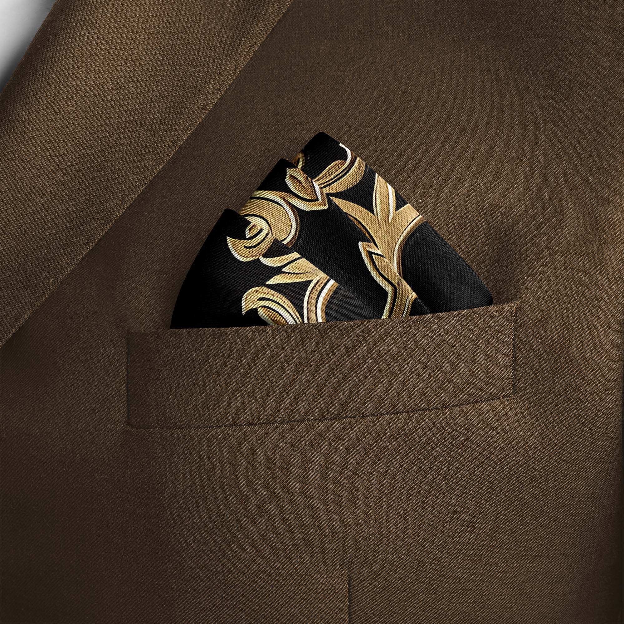 ARABIC FLORAL SILK POCKET SQUARE