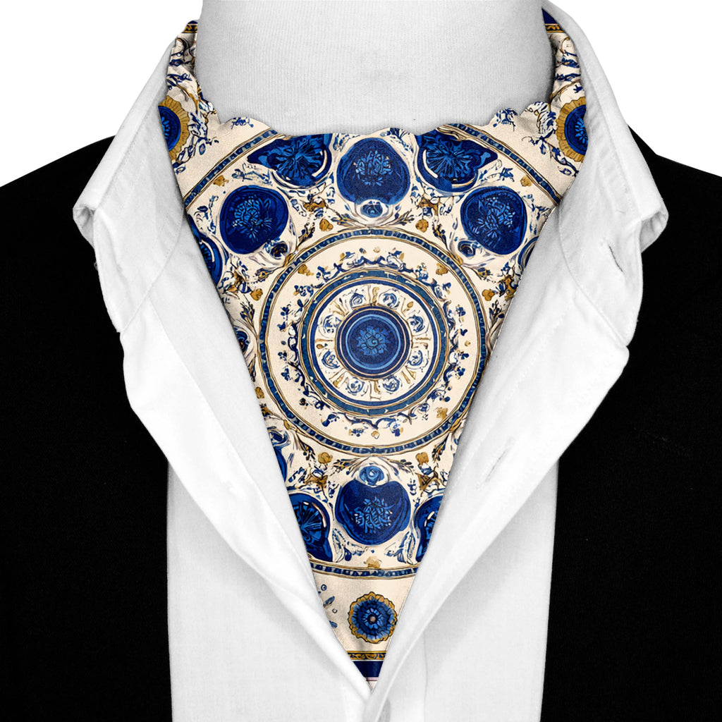 AZURE BLOOM SILK ASCOT – PREMIUM COLLECTION
